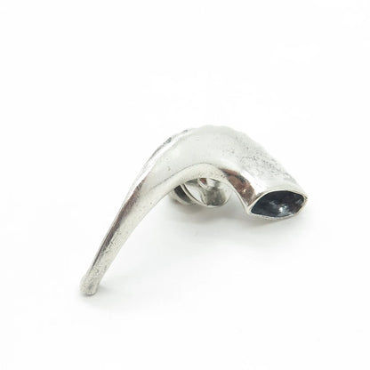 925 Sterling Silver Vintage Horn Lapel Pin