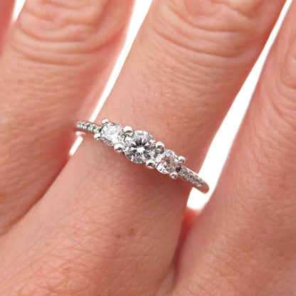 Pandora 925 Sterling Silver Round-Cut C Z Engagement Ring Size 7.5