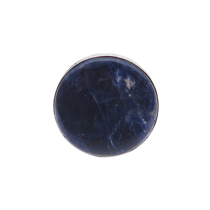 925 Sterling Silver Vintage Israel Real Sodalite Modernist Ring Size 5