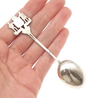 925 Sterling Antique Art Deco Canada Enamel Halifax Clock Tower Coffee Spoon