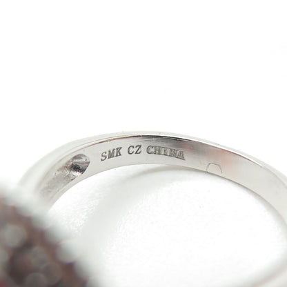 925 Sterling Silver Lab-Created Ruby & C Z Ring Size 7