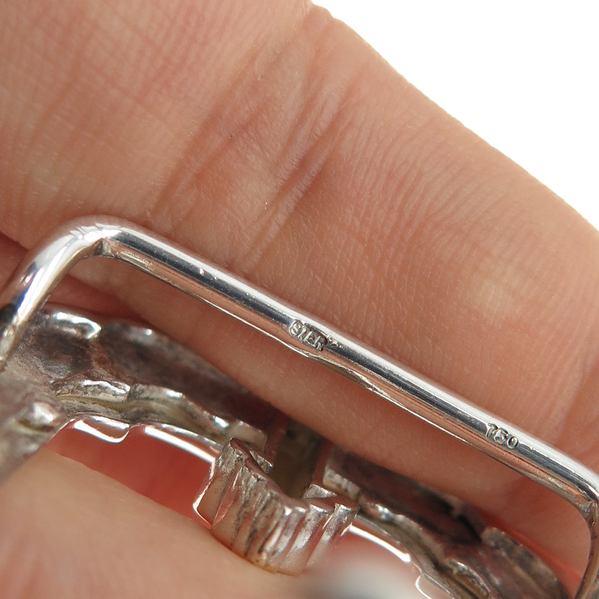 18K Gold 925 Sterling Silver Vintage Floral Belt Buckle