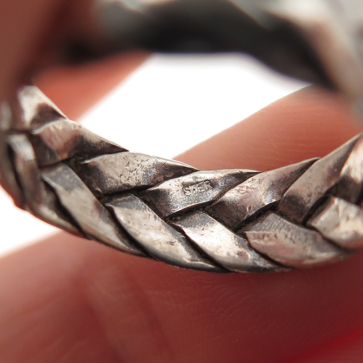 925 Sterling Silver Vintage Braided Oxidized Band Ring Size 8.5