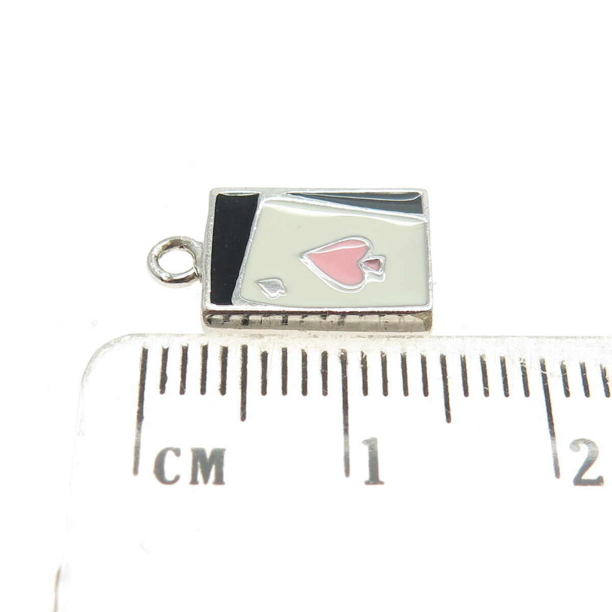 WORLD POKER TOUR 925 Sterling Silver Enamel Spades Suit Playing Card Pendant