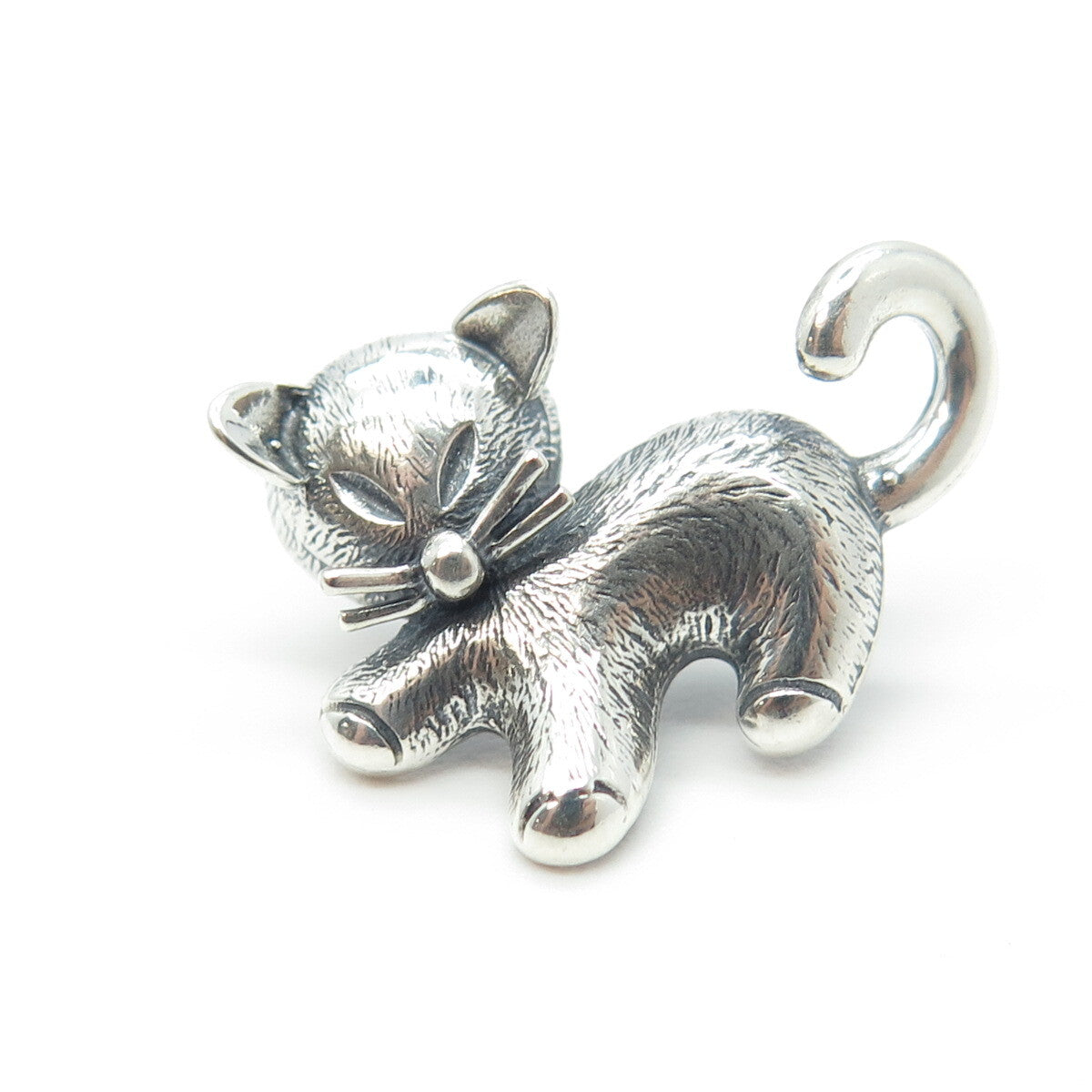 BEAU 925 Sterling Silver Vintage Cat / Kitty Lapel Pin
