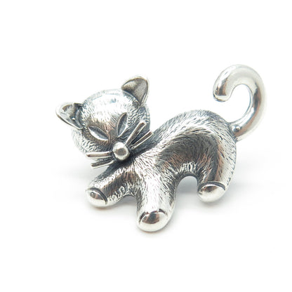 BEAU 925 Sterling Silver Vintage Cat / Kitty Lapel Pin