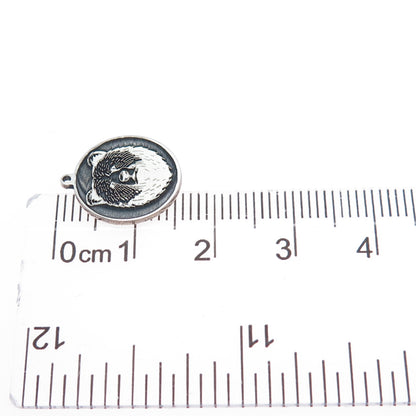 925 Sterling Silver Vintage Bear Oxidized Minimalist Charm Pendant