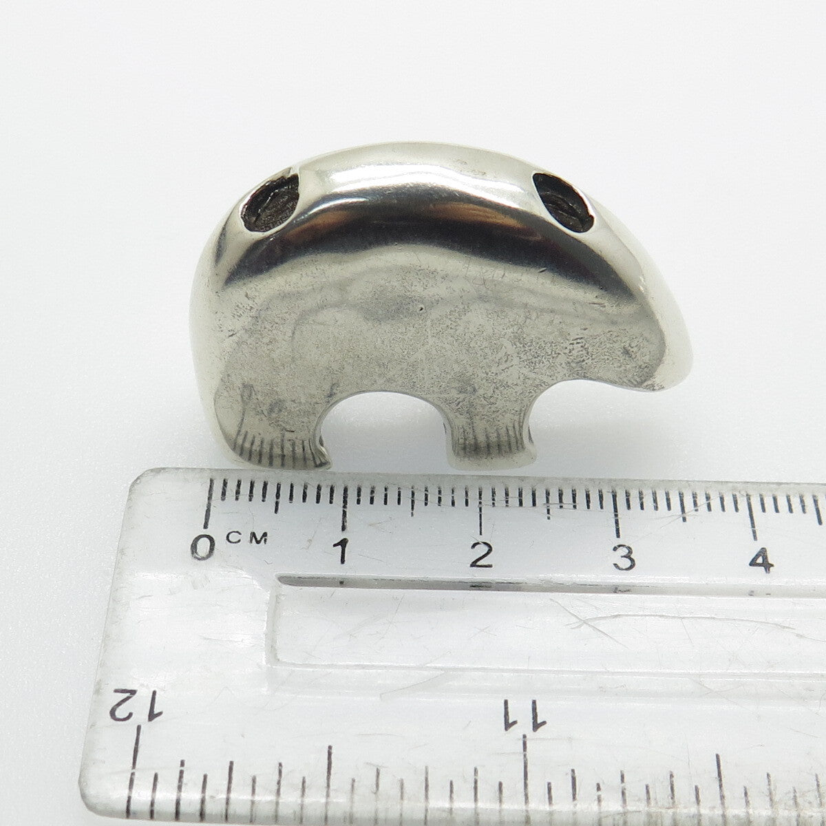 925 Sterling Silver Vintage Southwestern Native Bear Slide Pendant