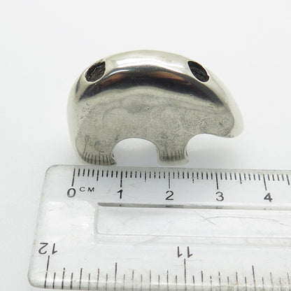 925 Sterling Silver Vintage Southwestern Native Bear Slide Pendant