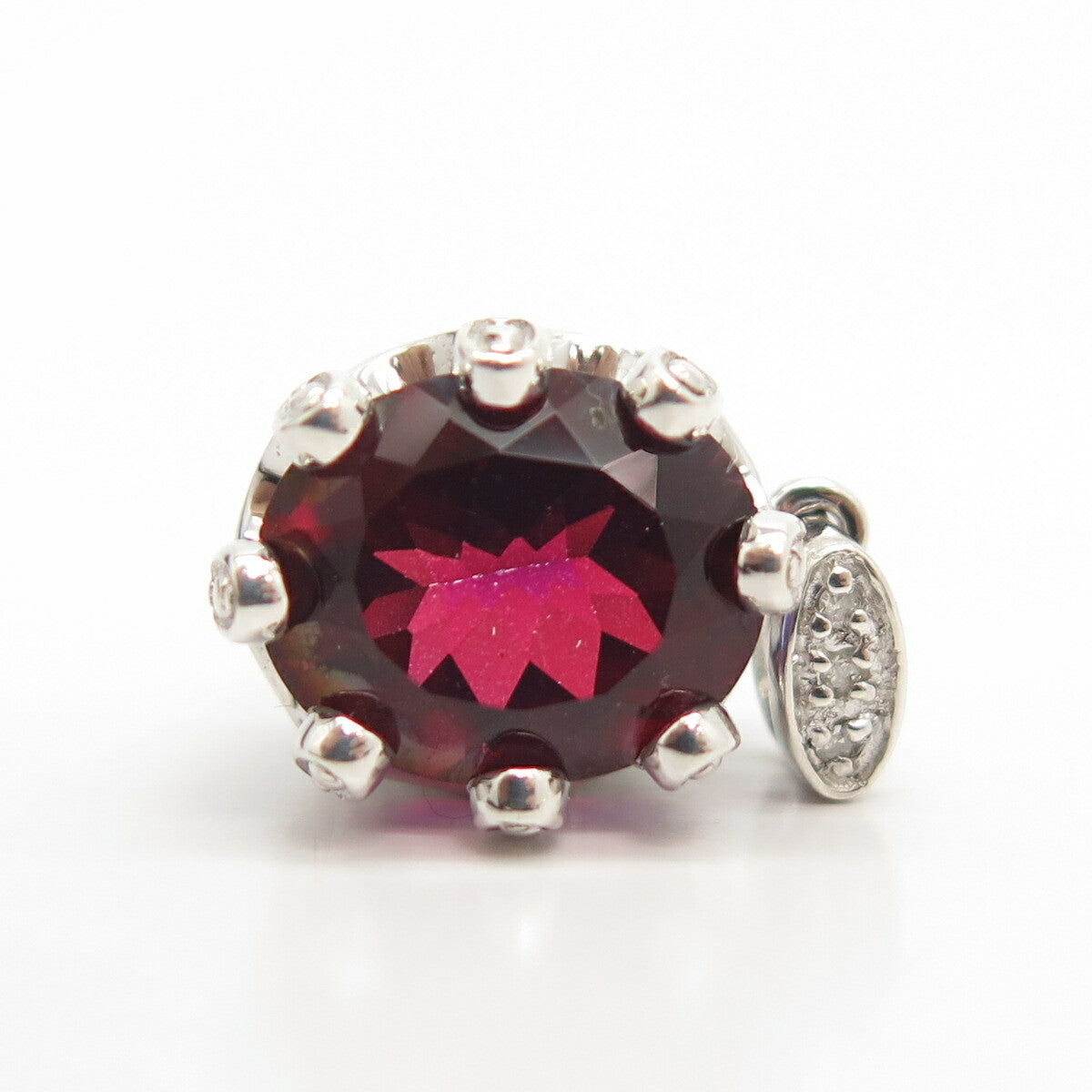 925 Sterling Silver Red Garnet-Tone C Z Pendant