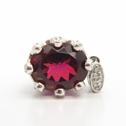 925 Sterling Silver Red Garnet-Tone C Z Pendant