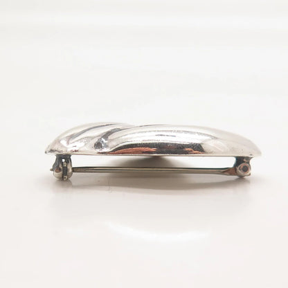 925 Sterling Silver Vintage Mexico Ribbed Knot Pin Brooch
