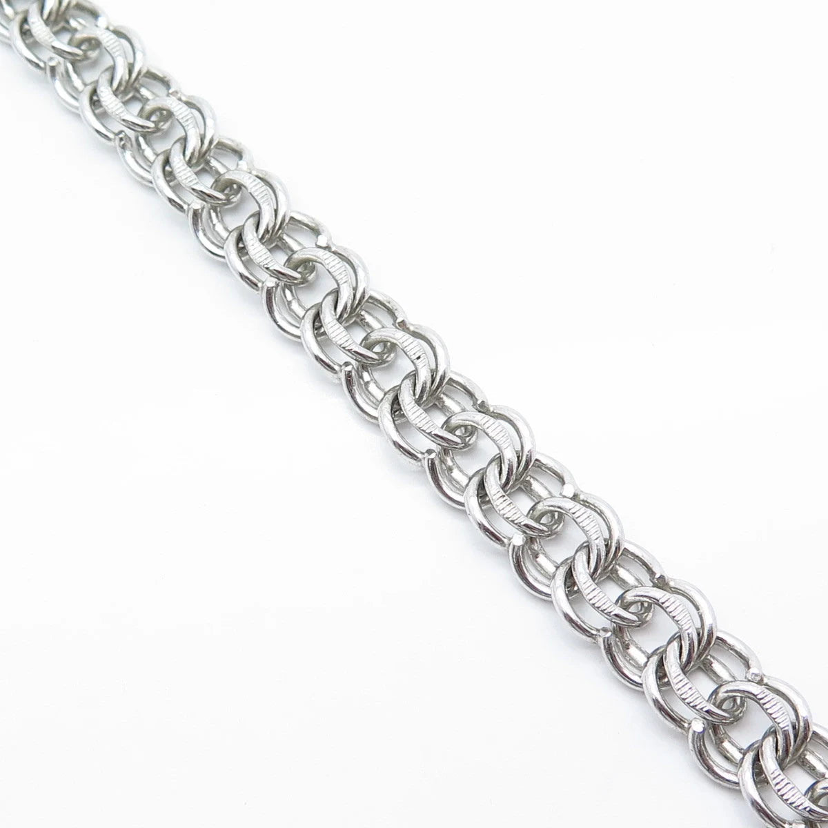 925 Sterling Silver Vintage Elco Double Cable Link Bracelet 6.75''