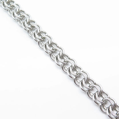 925 Sterling Silver Vintage Elco Double Cable Link Bracelet 6.75''