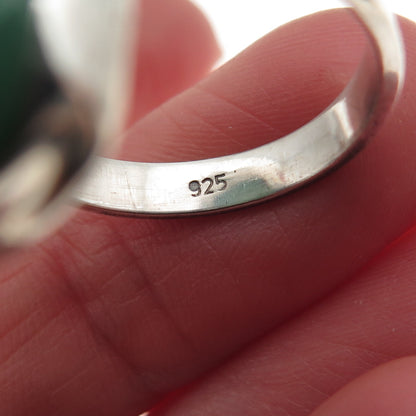 925 Sterling Silver Vintage Real Cabochon Chrysoprase Ring Size 8.5
