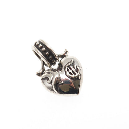 Chrome Hearts 925 Sterling Silver Vintage Heart Oxidized Pendant