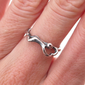 925 Sterling Silver Vintage Heart Erotic Scene Oxidized Ring Size 6