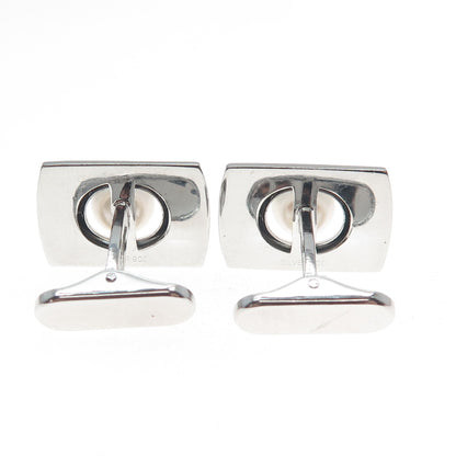 900 Silver Vintage Japan Real Akoya Pearl Modernist Cufflinks