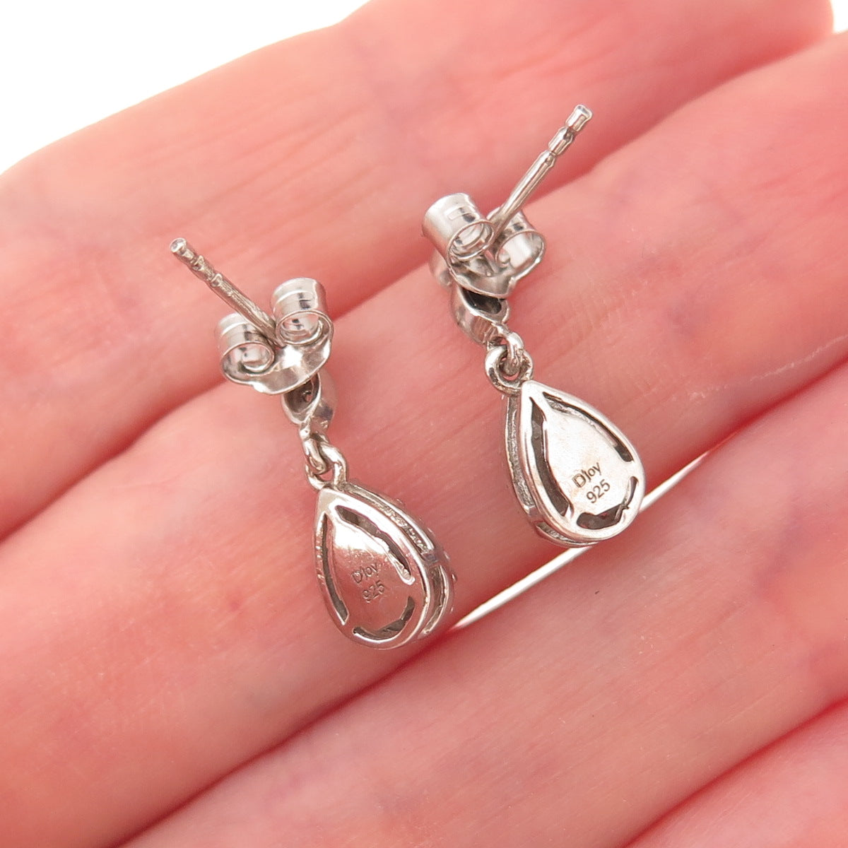 D'Joy 925 Sterling Silver Real Tanzanite & White Topaz Infinity Dangle Earrings