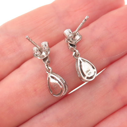 D'Joy 925 Sterling Silver Real Tanzanite & White Topaz Infinity Dangle Earrings