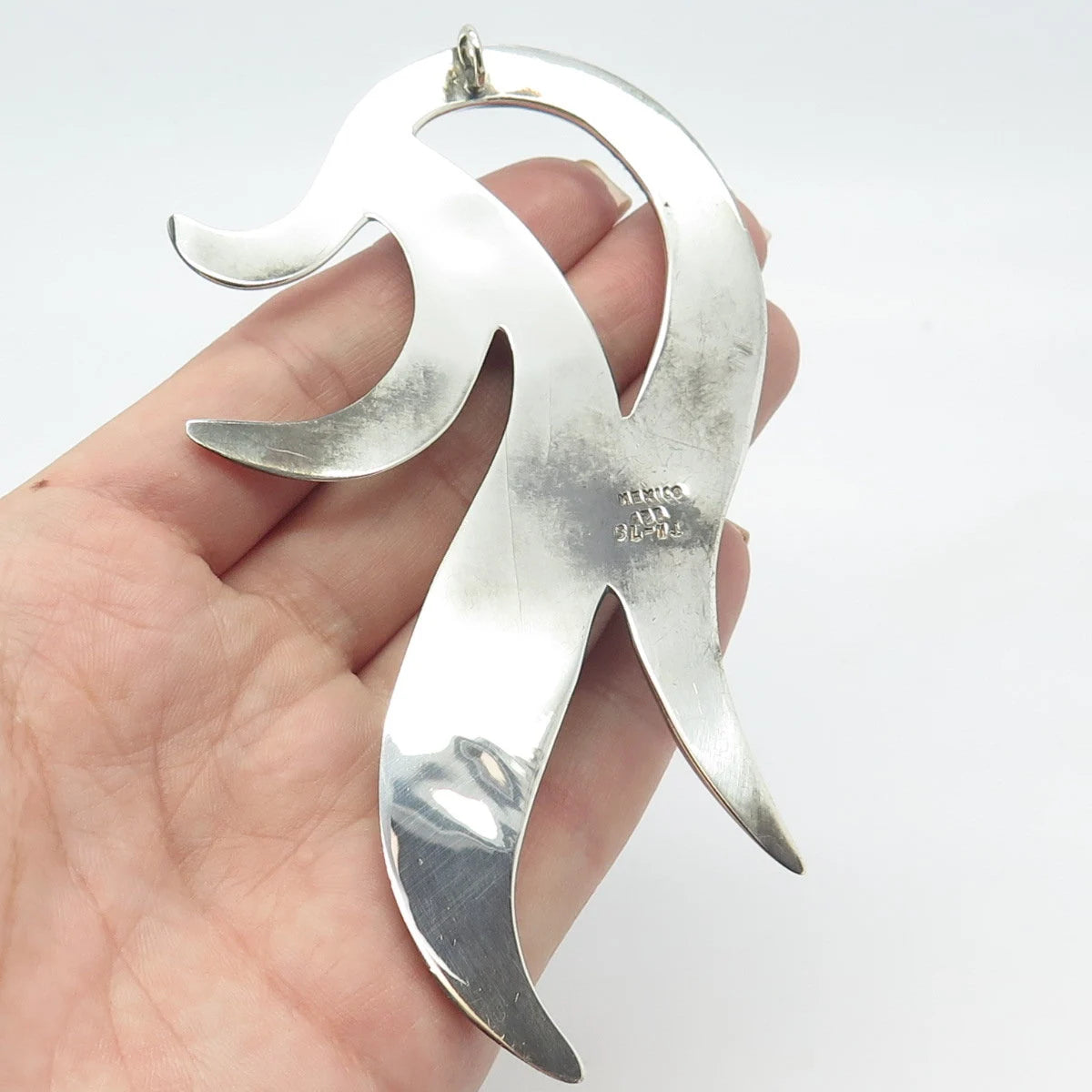 925 Sterling Silver Vintage Mexico Abstract Slide Pendant