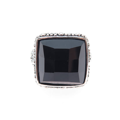 ATI ANNIKA WITT Sterling Silver Vintage Onyx Granulated Oxidized Ring Size 6.25