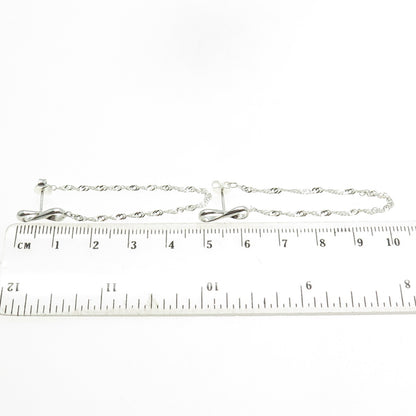925 Sterling Silver Singapore Chain Infinity Dangling Earrings