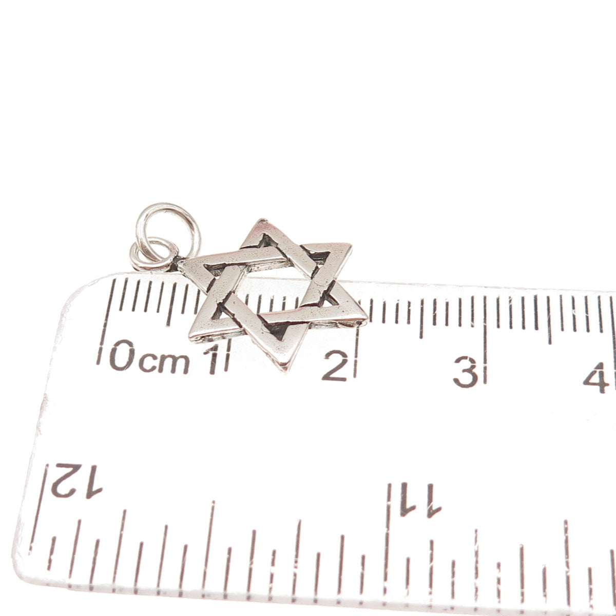 925 Sterling Silver Vintage Star of David Oxidized Charm Pendant