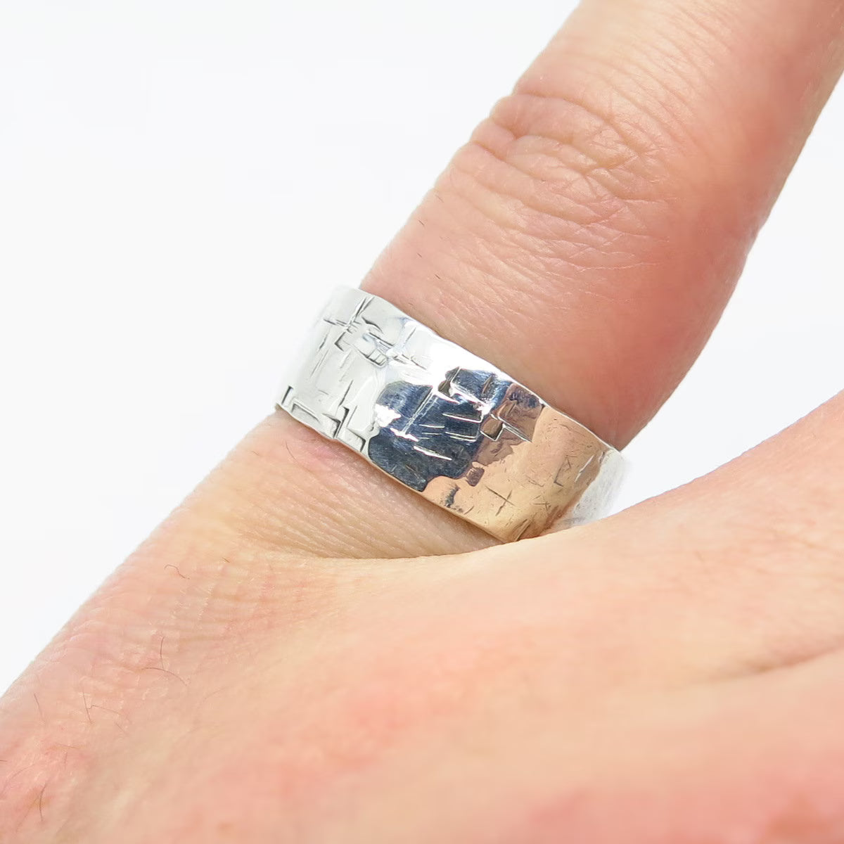 925 Sterling Silver Vintage Textured Band Ring Size 5.25