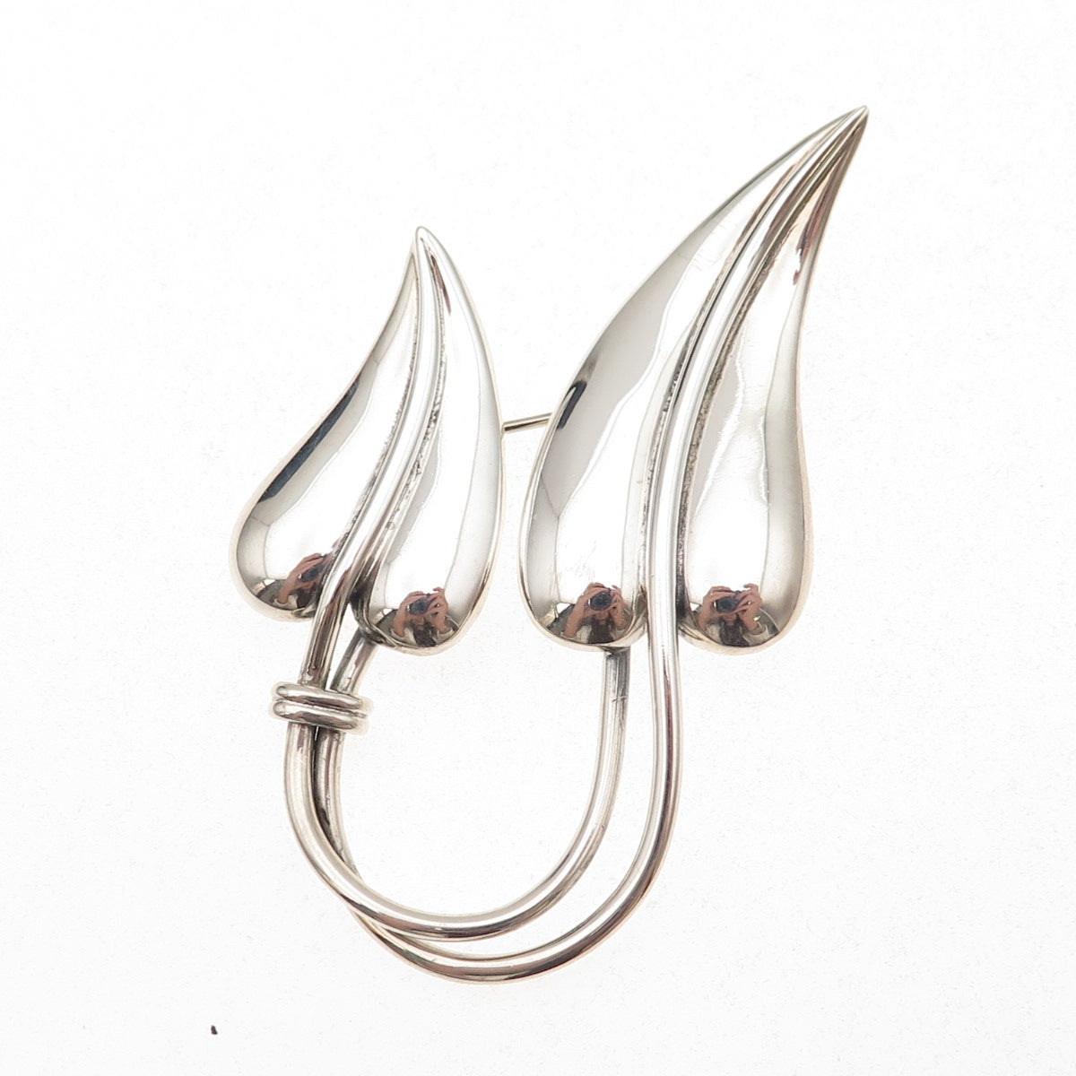 Maricela Ysidro Garcia 925 Sterling Silver Vintage Modernist Floral Pin Brooch