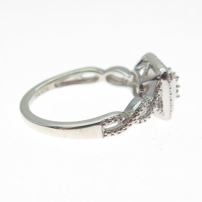 925 Sterling Silver Real Round-Cut Diamond Infinity Ring Size 7