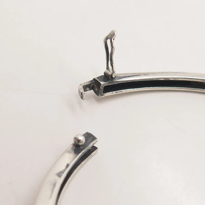 925 Sterling Silver Vintage Modernist Bangle Bracelet 6.75"