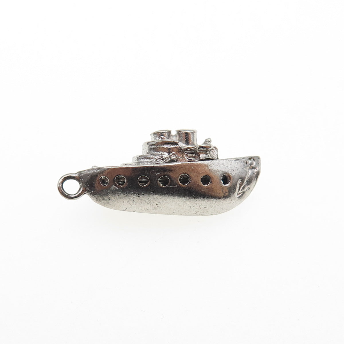 925 Sterling Silver Antique Art Deco Bon Voyage Cruise Ship Mini 3D Pendant