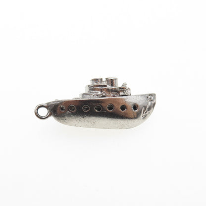 925 Sterling Silver Antique Art Deco Bon Voyage Cruise Ship Mini 3D Pendant