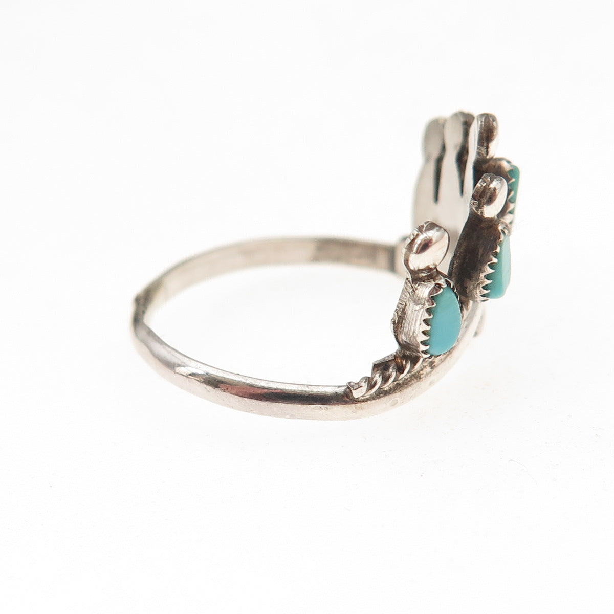 Old Pawn 925 Sterling Silver Vintage Southwestern Turquoise Crown Ring Size 7.25