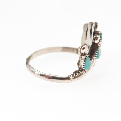 Old Pawn 925 Sterling Silver Vintage Southwestern Turquoise Crown Ring Size 7.25