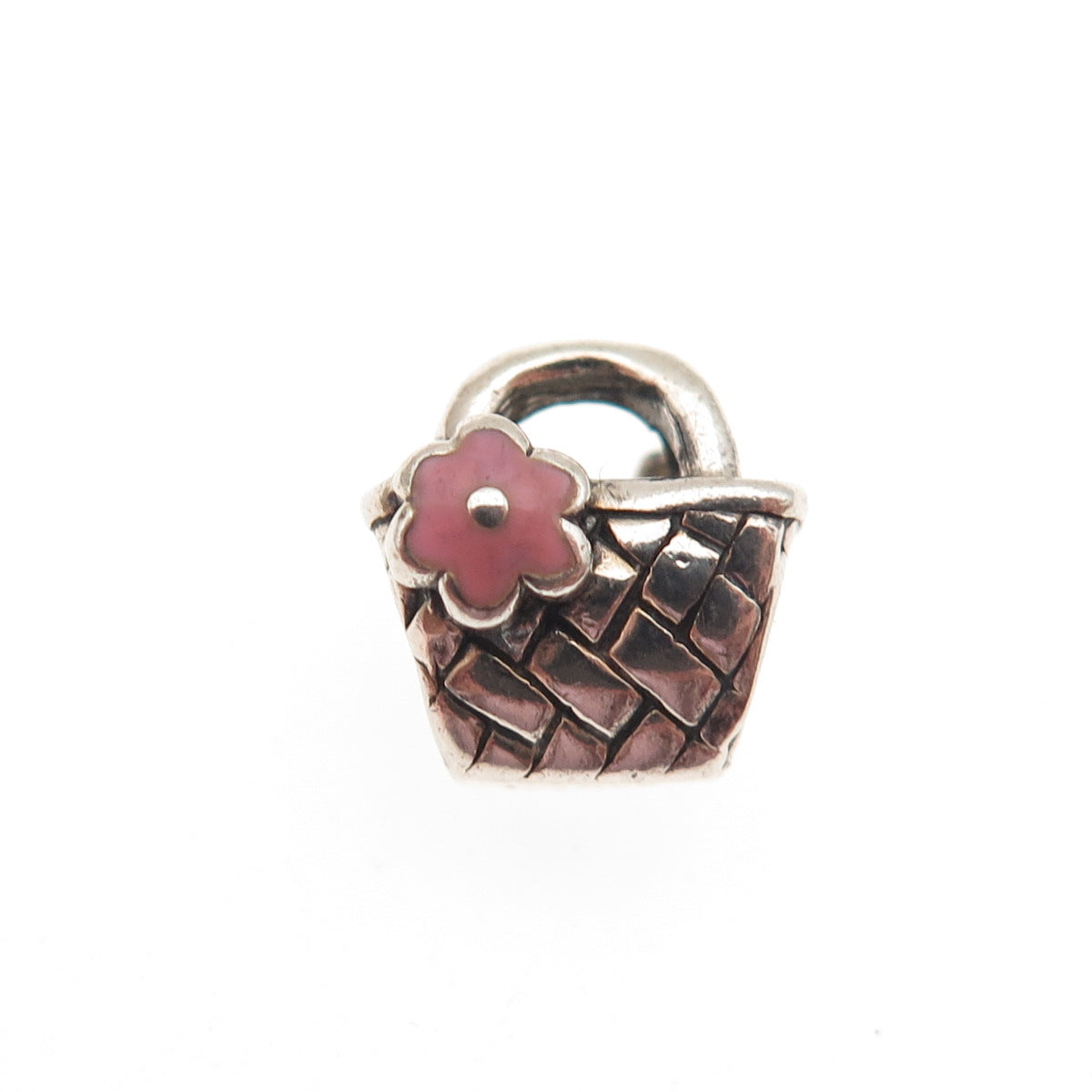 CHAMILIA 925 Sterling Silver Pink Enamel Beach Basket Slide Bead Charm