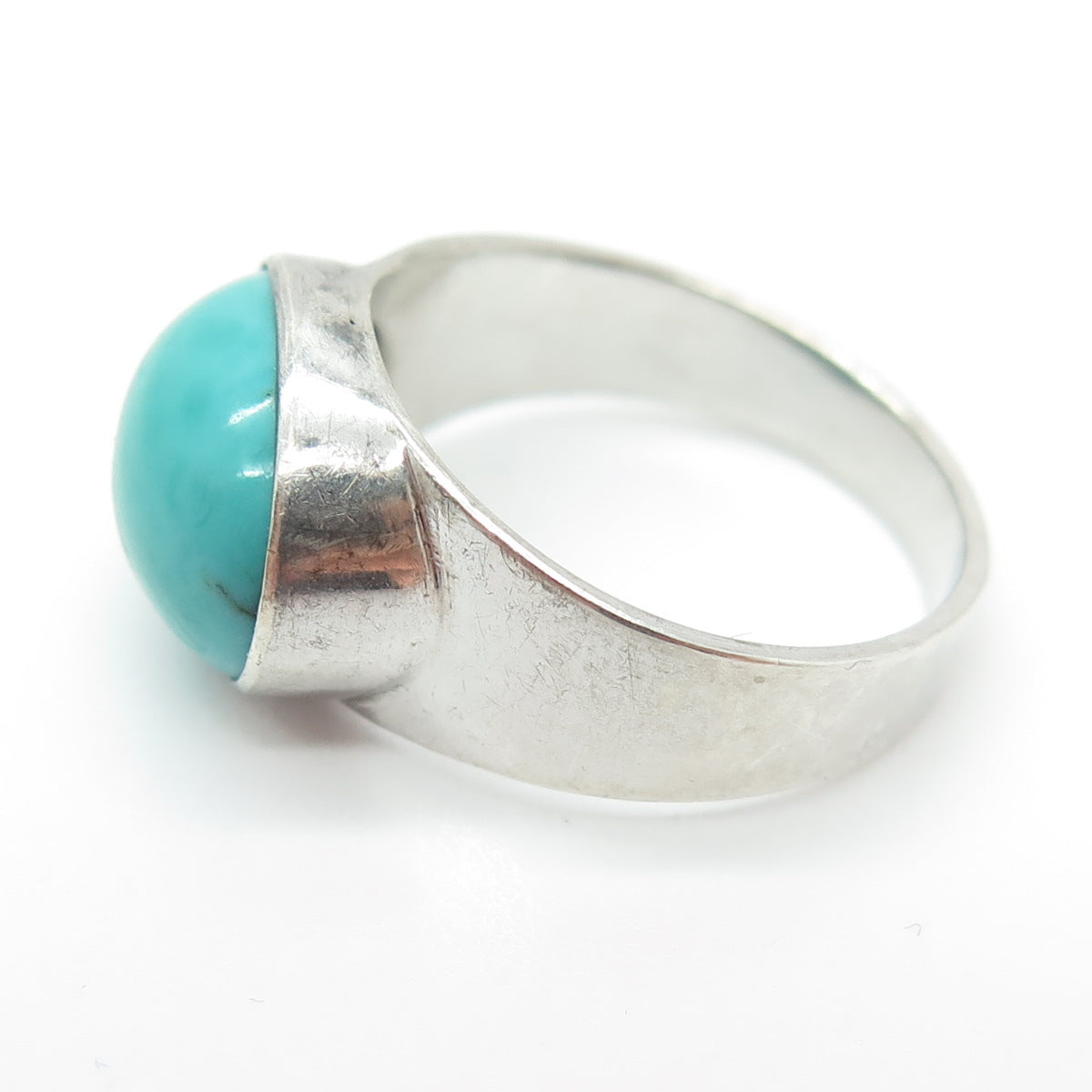 PAOLA VALENTINI Sterling Silver Vintage Lone Mountain Turquoise Ring Size 7.75