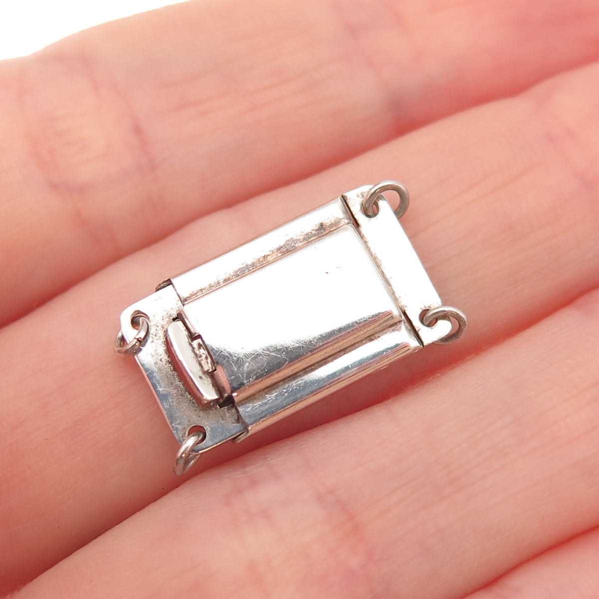 925 Sterling Silver Vintage England Bracelet / Necklace Box Lock Clasp
