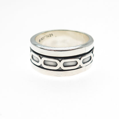 925 Sterling Silver Vintage Mexico Oxidized Rotating Band Ring Size 9.25