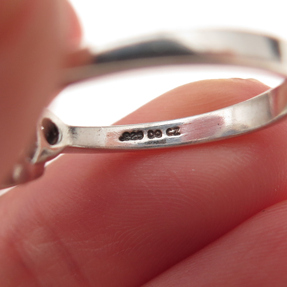 925 Sterling Silver Vintage Lab-Created Sapphire & C Z Ring Size 8