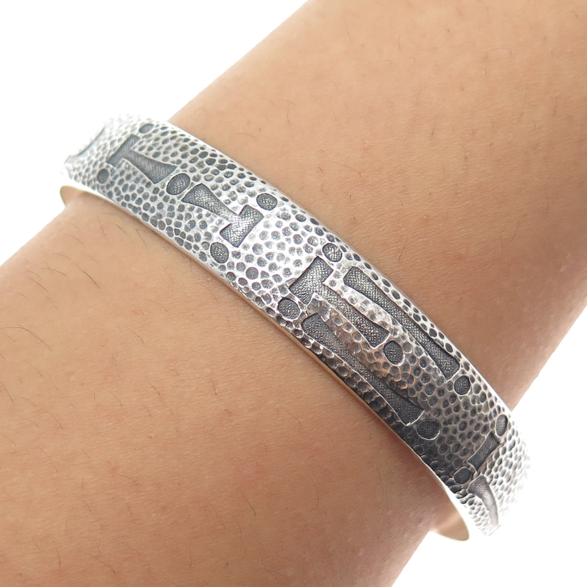 WOHELO Sterling Silver Vintage Campfire Girls Hammered Adjustable Bracelet 8"