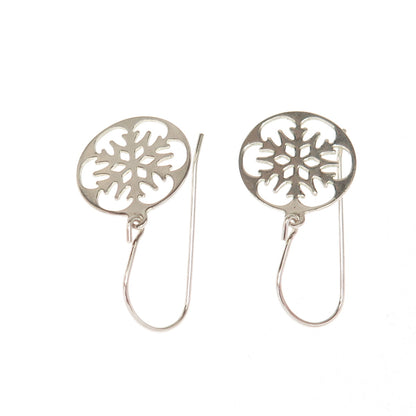 925 Sterling Silver Vintage Snowflake Dangle Earrings