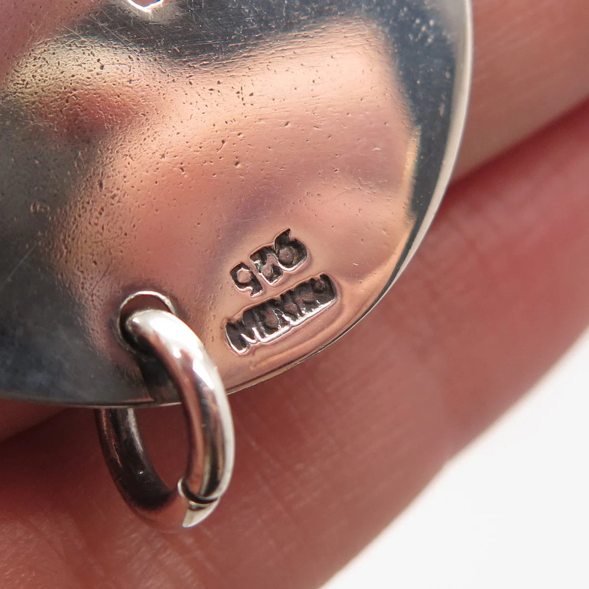 925 Sterling Silver Vintage Mexico Cutout "Stop" Pendant