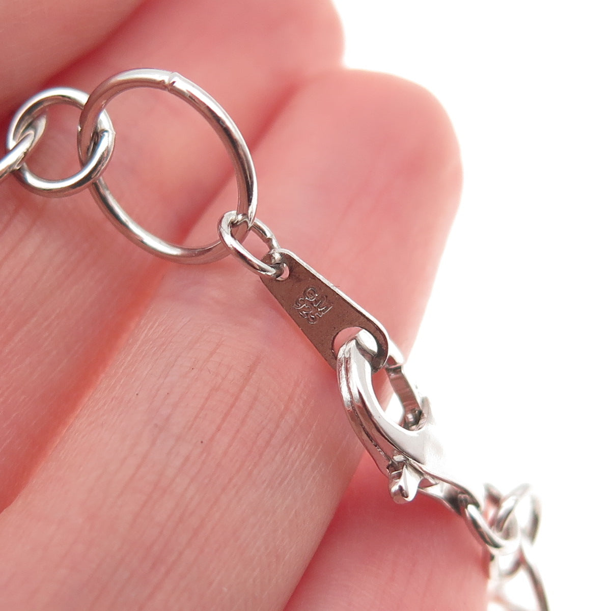 925 Sterling Silver Multi-Circle Chain Necklace 18"