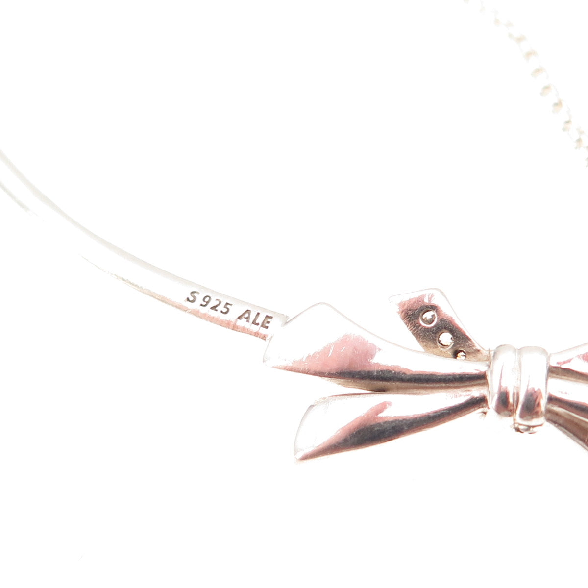 Pandora 925 Sterling Silver C Z Sparkling Bow Adjustable Collier Necklace 18"