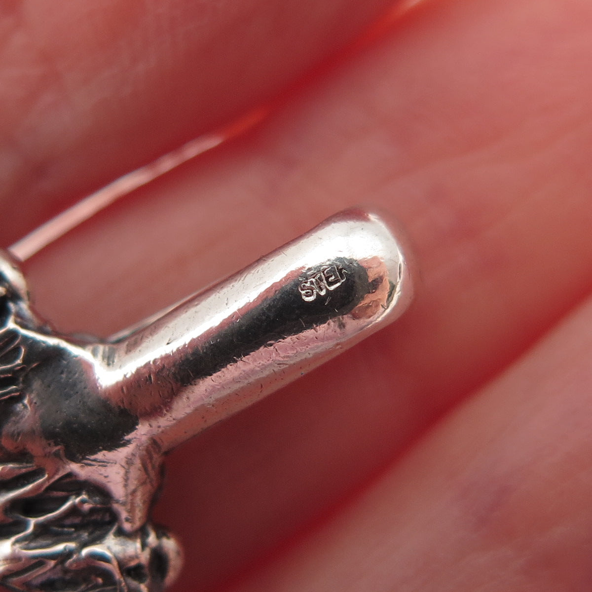 925 Sterling Silver Vintage Modernist Nugget Circle Oxidized Pendant