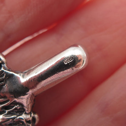 925 Sterling Silver Vintage Modernist Nugget Circle Oxidized Pendant