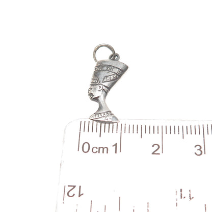 925 Sterling Silver Vintage Egyptian Nefertiti Oxidized Mini Charm Pendant
