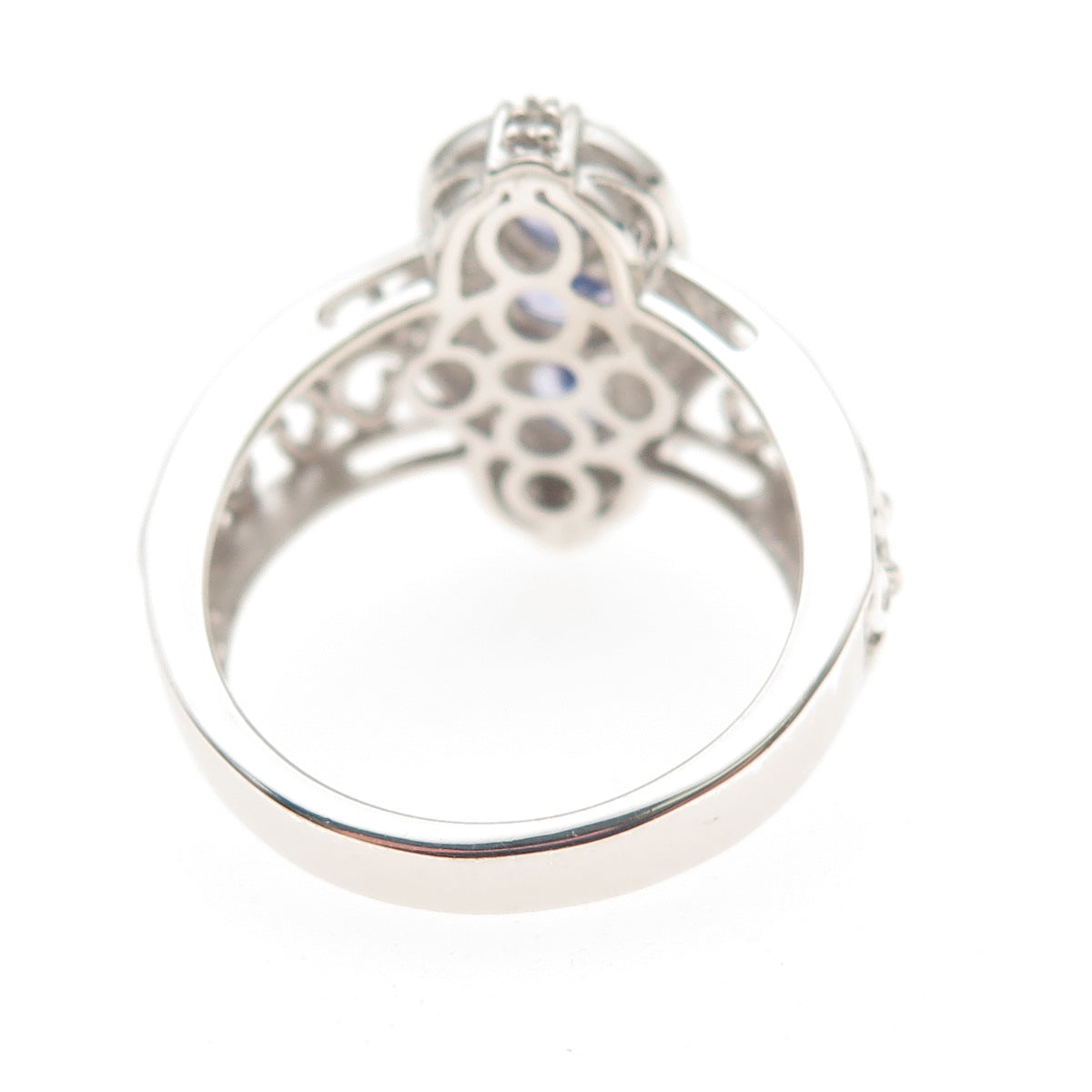 Chuck Clemency 925 Sterling Silver Real Tanzanite & White Topaz Ring Size 8